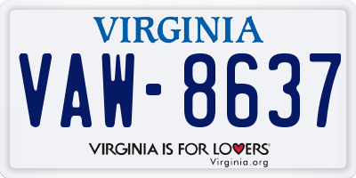 VA license plate VAW8637
