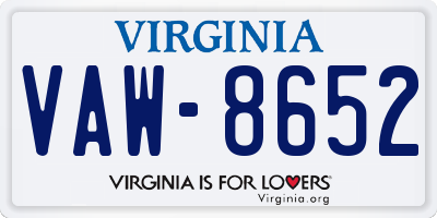 VA license plate VAW8652