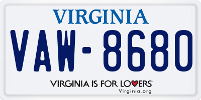 VA license plate VAW8680