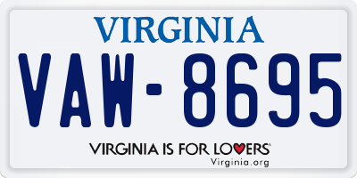VA license plate VAW8695