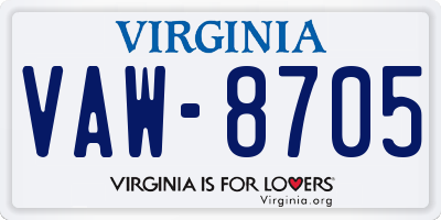 VA license plate VAW8705