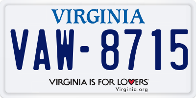 VA license plate VAW8715