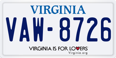 VA license plate VAW8726