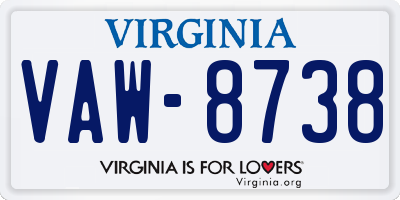 VA license plate VAW8738