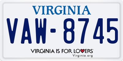 VA license plate VAW8745