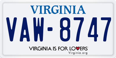 VA license plate VAW8747