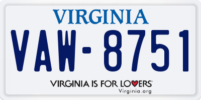 VA license plate VAW8751
