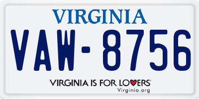 VA license plate VAW8756
