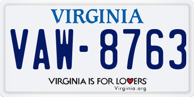 VA license plate VAW8763