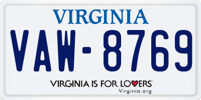 VA license plate VAW8769