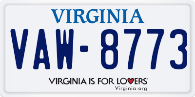VA license plate VAW8773