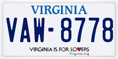 VA license plate VAW8778