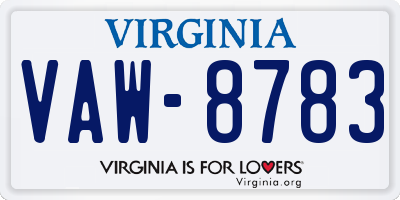 VA license plate VAW8783
