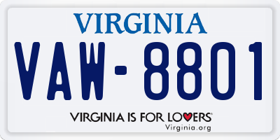 VA license plate VAW8801