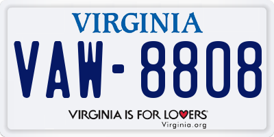 VA license plate VAW8808