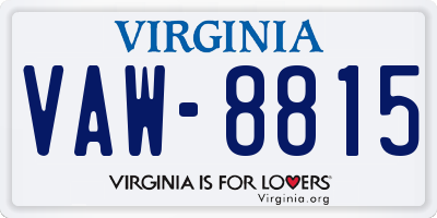 VA license plate VAW8815
