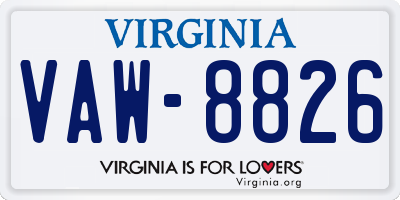 VA license plate VAW8826