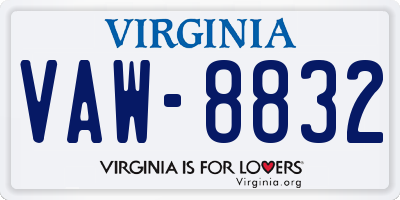 VA license plate VAW8832
