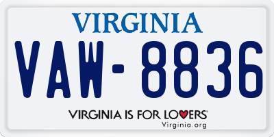 VA license plate VAW8836