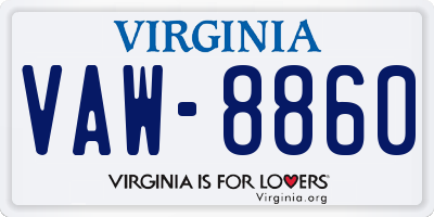 VA license plate VAW8860