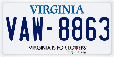 VA license plate VAW8863
