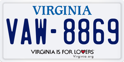 VA license plate VAW8869