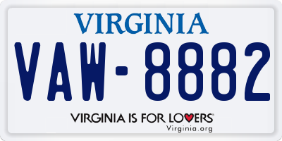 VA license plate VAW8882