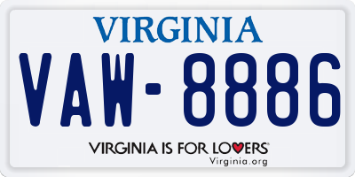 VA license plate VAW8886