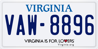 VA license plate VAW8896