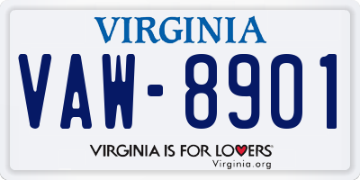 VA license plate VAW8901