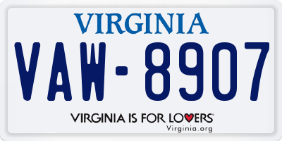 VA license plate VAW8907