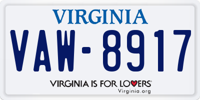 VA license plate VAW8917