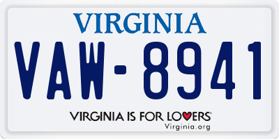 VA license plate VAW8941