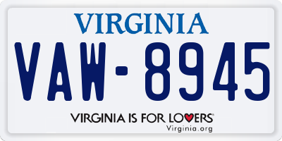 VA license plate VAW8945