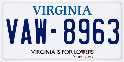 VA license plate VAW8963