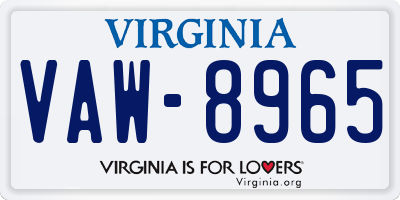 VA license plate VAW8965
