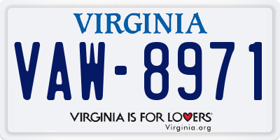 VA license plate VAW8971