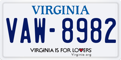VA license plate VAW8982