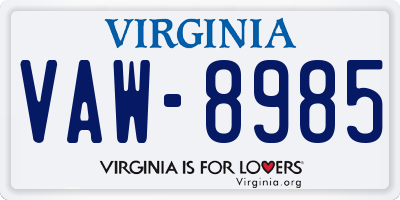 VA license plate VAW8985