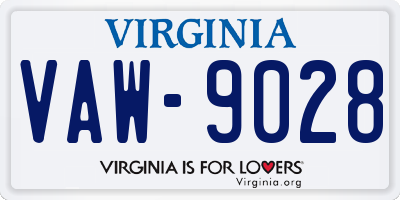 VA license plate VAW9028