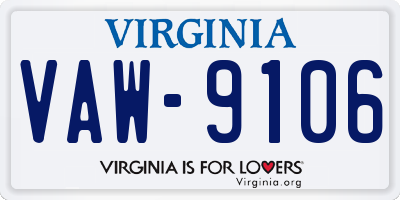 VA license plate VAW9106