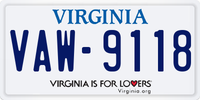 VA license plate VAW9118