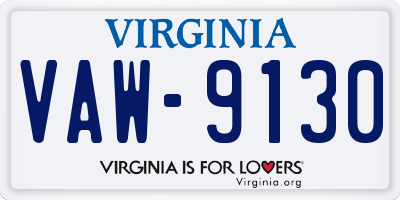 VA license plate VAW9130