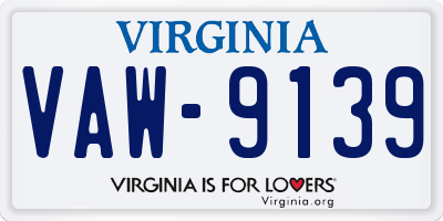 VA license plate VAW9139