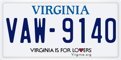 VA license plate VAW9140