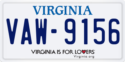 VA license plate VAW9156