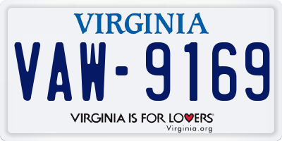 VA license plate VAW9169