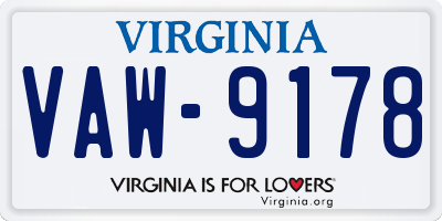 VA license plate VAW9178