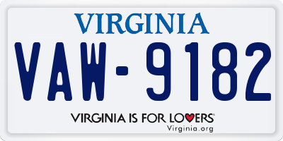 VA license plate VAW9182