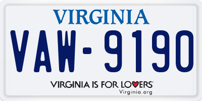 VA license plate VAW9190